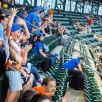 Image of people cheering in the stands of Comerica Park